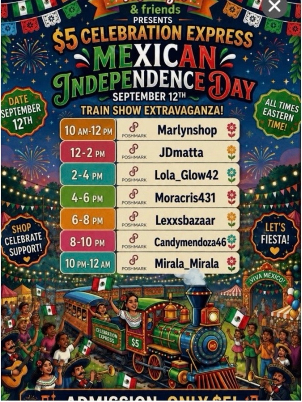 Marlyn & Friends $5. Express Train Celebrating Mexican Independence Day 🇲🇽